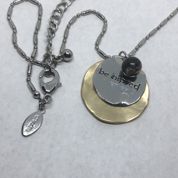 CHICO'S Be Inspired charm mixed metal pendant chain necklace motivational. - Picture 2 of 3